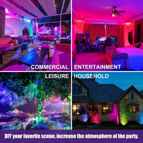 Indmird 2 Pack 50W RGB Flood Light, RGB Color Changing Floodlight, Smart RGB Floodlight with Remote Control, for Club