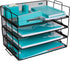 Stackable Paper Tray Desk Organizer - 4-Tier Metal Mesh Letter Organizers for Business, Home, School, Multi-Functional