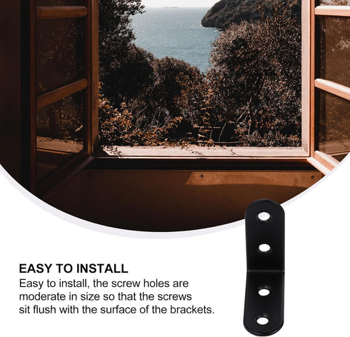 20pcs 40x40x2.0mm Luxshiny Thickened Black Stainless Steel Corner Braces Heavy Duty Corner Shelf Brackets Angle