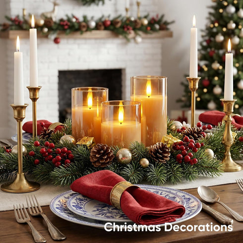 5plots 3D Set 3, D3 H4 5" 6" Glass Battery Operated Gold Flameless Candles with Remote Timer, Wick Real Wax Pillar Led