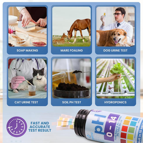 0-14 200 pH Test Strips | Universal Strips for Fast, Accurate pH Testing | Litmus Paper for Water, Pools, Kombucha