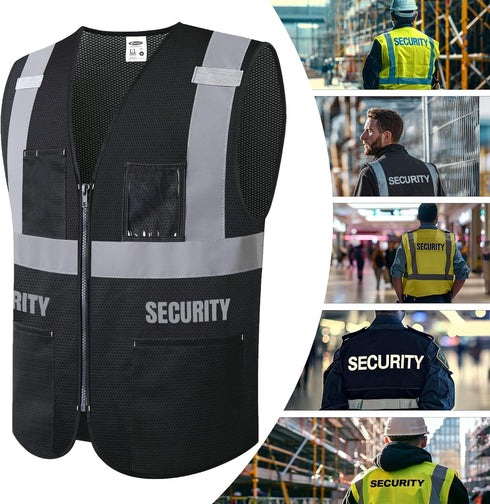 Hi-Visibility Security Vest with Pockets - ANSI/ISEA Compliant Safety Gear for Men & Women