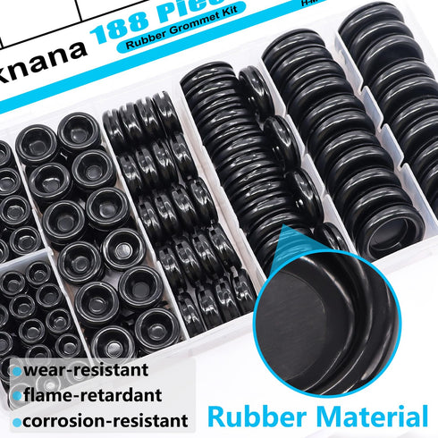 Grommet Grommet 7 7/25" 3/8" 1/2" 5/8" 3/4" 7/8" 1" Grommets (188Pcs) Rubber Kit Closed Firewall Sizes Rubber Hole Plug