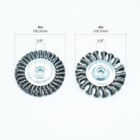 4 Inch Twist Knotted Wire Wheel Brush Set for Angle Grinder with 5/8 Inch-11 Threaded Arbor - Heavy-Duty Conditioning for Various Metals (4)