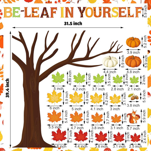 Fall Tree Classroom Bulletin Board Decorations Pumpkin Maple Leaves Cutouts for School Home Decor