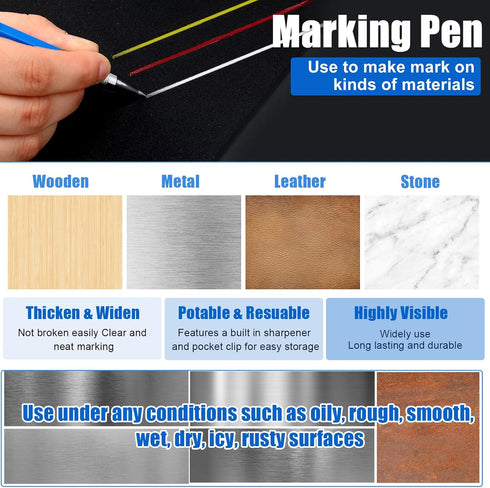 2 Pcs Welders Pencil with 48 PCS Round Refills, Mechanical Pencils for Metal Welding Marker (Red, Silver, Yellow)