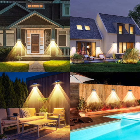 8 Pack, 3 3500K/4500K/6500K, IP66 TECKNET Solar Fence Lights Outdoor Modes Waterproof LED Deck Light, Dusk to Dawn