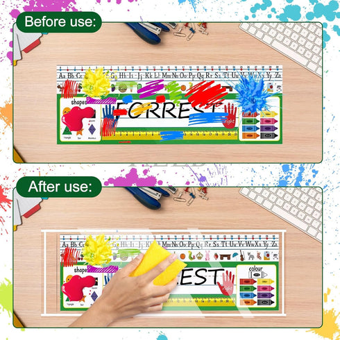 Meetory 36 Pieces Clear Nameplate Pocket, Self-Adhesive Desk Name Tag Covers for Classroom and Office