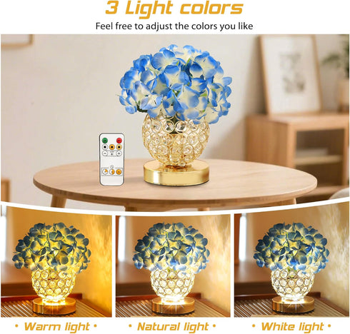 WSYEAR Premium Blue Silk Hydrangea Artificial Flowers Christmas Night Light Faux Flower Arrangement for Home Wedding