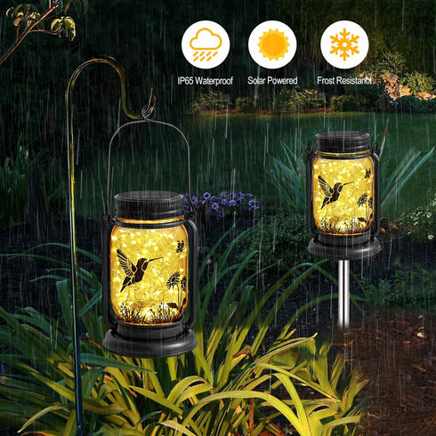 Hummingbird YJFWAL Solar Lanterns Outdoor Waterproof - Mothers Day Gifts for Women Mom Grandma Birthday, Mason Jar