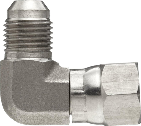 Brennan 6500-06-06-SS, Stainless Steel JIC Tube Fitting, 06MJ-06FJS 90 Degree Elbow, 3/8" Tube OD