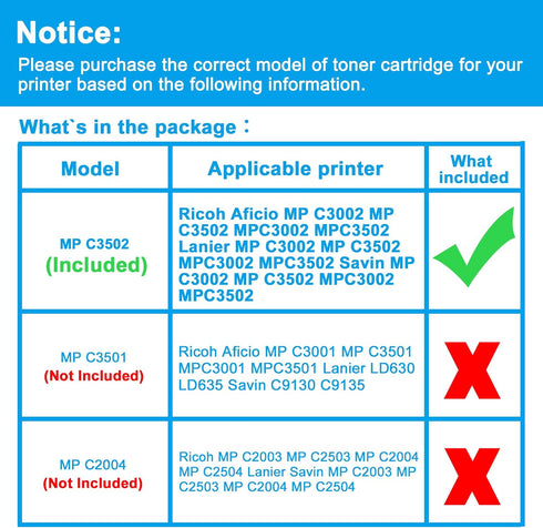LCL Compatible Toner Cartridge Replacement for Ricoh MP C3002 MP C3502 841647 841735 High Yield (1-Pack Black)