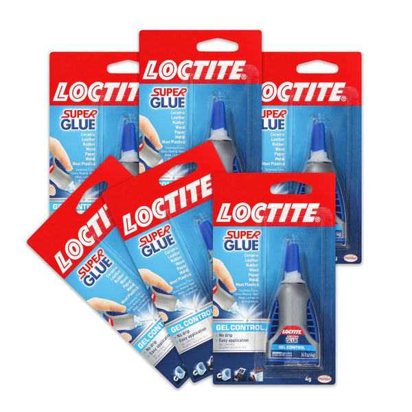 Loctite Super Glue Gel Control, Clear, 0.14 fl oz Bottle, 6 Pack - Superglue for Plastic, Wood, Metal, Crafts & Repair,