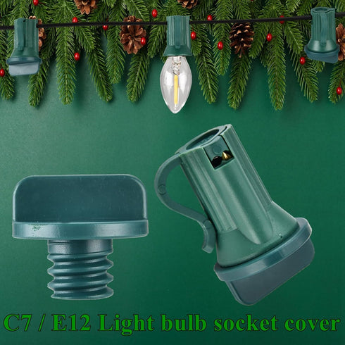 CZJIAWO 10pcs C7 Plugs,C7/E12 Bulb 10) Light Socket Safety Cap Light Socket Cover,Cap for String Lights (Green