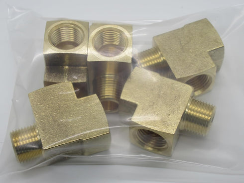 3/8" Male x 3/8" Female x 3/8" Female NPT Brass Street Tee, (5 Pack)