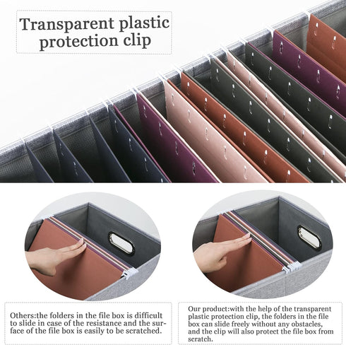 Oterri File Organizer Box, Filing Box with Lid, Portable Hanging File Box for Letter/Legal Storage, Gray