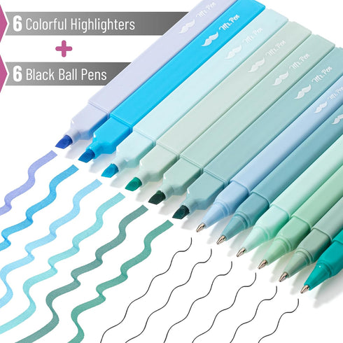 Mr. Pen- Aesthetic Highlighters and Pens No Bleed, 12 Pack, Forest Green Color Bible Highlighters No Bleed, Black Ink Bible Pens, Highlighter Pens, No Bleed Highlighters for Bibles, Bible Pens by Mr. Pen