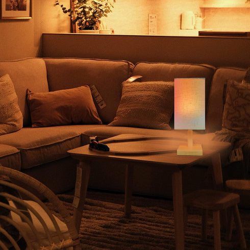 2 E26 Bulb, Dimmable, Wireless Bedside Table Lamp with Pcs RGB Rechargeable Battery Remote Control, Timer, Cylindrical