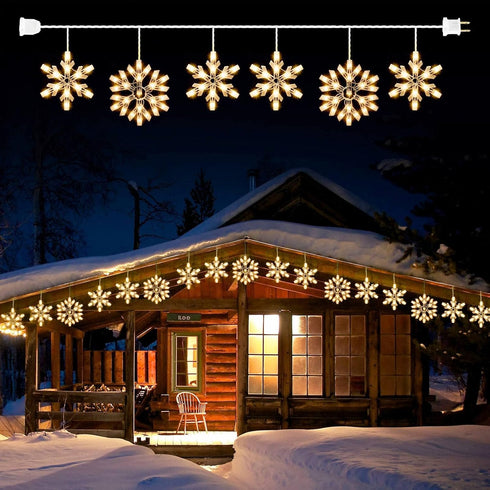 Minetom Snowflake Christmas String Lights with 6 Drops - 9ft 100 Mini