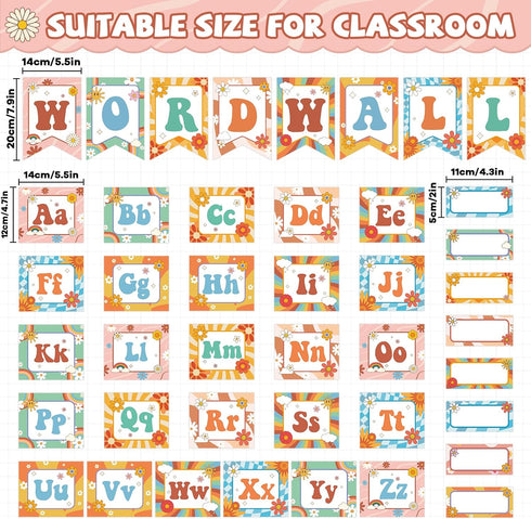 gisgfim Word Wall Classroom Bulletin Board Set Classroom Alphabet Letters for Wall Alphabet Classroom Decoration Supplies for Home Preschool Primary School Classroom Wall Decor(Retro) by gisgfim