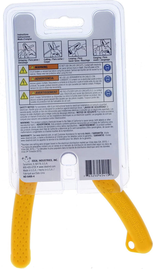 IDEAL Electrical 45-415 Premium Reflex T-5 Wire Stripper, 10-20 AWG, Plier Nose with Textured Grips, Yellow