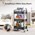 WBKATN 3 Tier Rolling Cart Metal, Black Carts with Lockable Wheels, Three Tiered Utility Trolley on Wheels, Sturdy Art