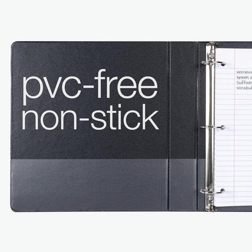 Oxford 1.5" Round Ring Binders, View Binder with Covers on 3 Sides, Non-Stick, PVC-Free, Black, 350 Sheet Capacity