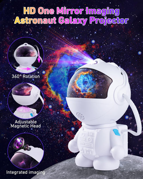 12 360Rotating Astronaut Galaxy Projector,Star Projector with Space Films,Galaxy Projector for Bedroom with Timer