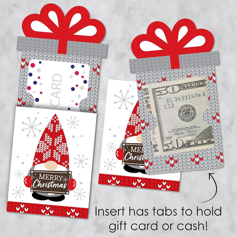 Set 8 Big Dot of Happiness Christmas Gnomes - Holiday Party Money and Gift Card Sleeves - Nifty Gifty Card Holders
