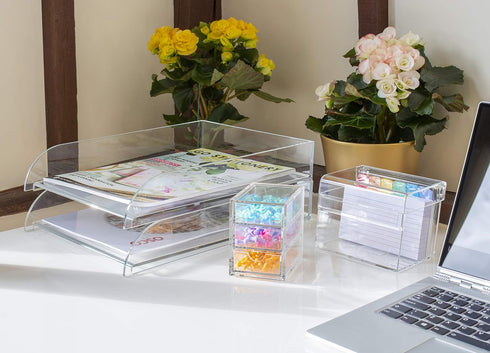Osco 100 5" 4", Medium Clear Acrylic Index Box, A to Z Divider Tabs, Lined Note Cards, x Ruled Revision Flash Cards