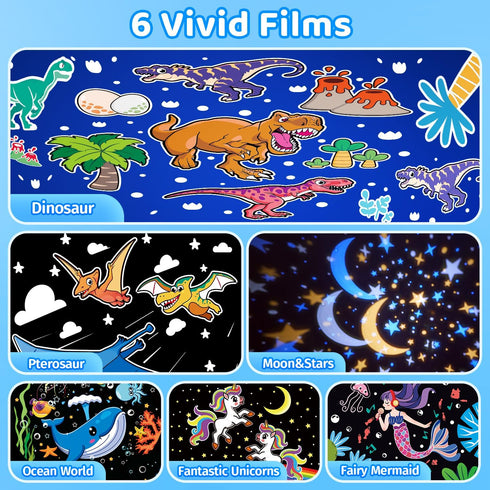 Dinosaur Night Light for Kids, 10 Musics+6 Films Kids Night Light Projector for Kids,126 Lighting Effects+Remote Kids Projector Night Light for Kids,360 Silent+Dimmable+Timer Star Projector for Kids by Staryou