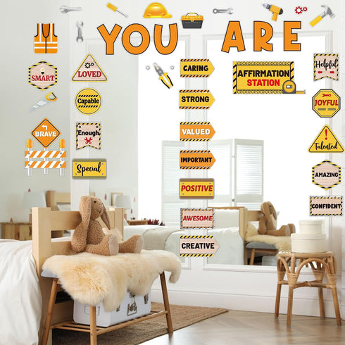 Sets Set Construction Bulletin Board Decoration Construction Affirmation Station Bulletin Board Inspirational