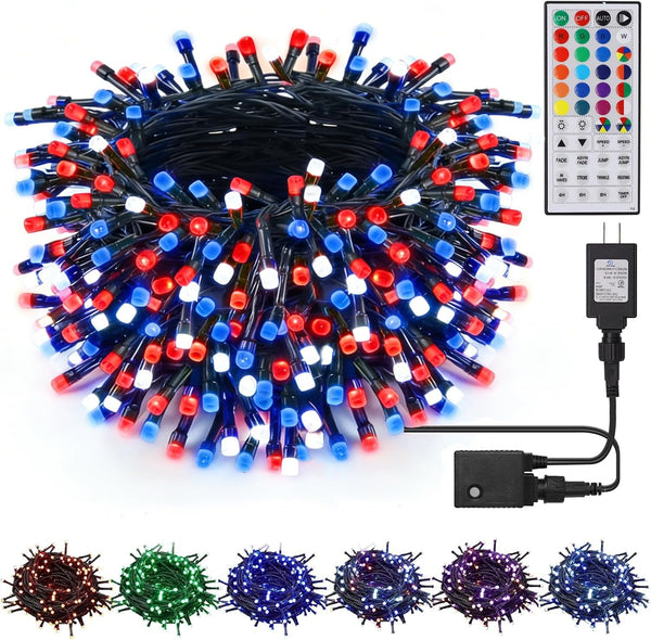 LJLNION 98.5ft Christmas Lights Color Changing with Remote, 300 LED RGB Fairy
