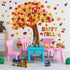 Chivertion 150 Pcs Fall Classroom Tree Bulletin Board Set, Happy Fall Decorations with Maple Leaves and Pumpkins