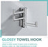 APLusee Swivel Towel Hook, Polished Chrome 304 Stainless Steel Triple Robe Hook with Multi Rotating Arms