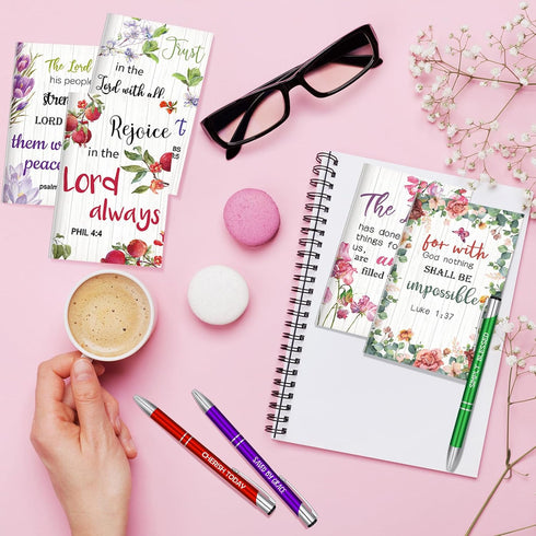Seajan 80 Pcs Inspirational Gifts Set, 40 Motivational Ballpoint Pens, 40 Floral Prayer Journals for Women