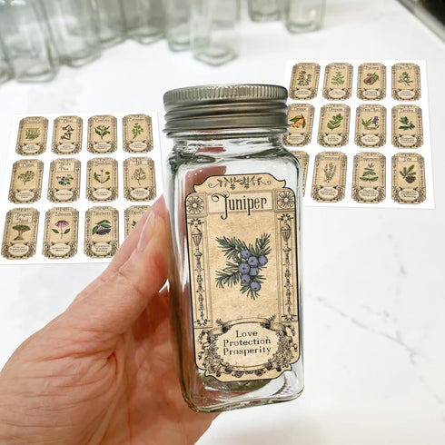 72Pcs Jars(herb72) Herb Stickers Lables for Jars Vintage Spice Apothecary Herb Spice Labels Stickers Spices Sticker