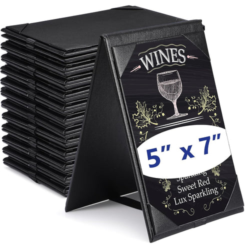 Gerrii Leatherette Table Tents Black PU Leather Menu Covers Bulk Double Sided