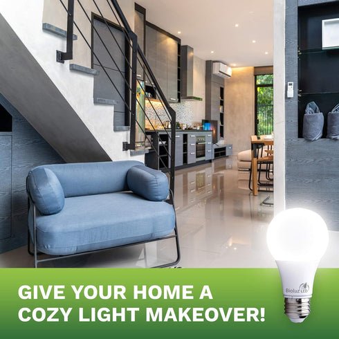 Bioluz LED 60 Watt Light Bulbs, 4000K Cool White, 9 Watts = 60W, Non-Dimmable A19 LED Light Bulbs, 6 Pack