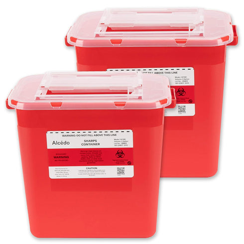 Alcedo Sharps Container for Home Use 2 Gallon (2-Pack) | Biohazard Needle