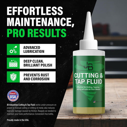JB Industries 4 oz Cutting & Tapping Fluid, High-Performance Cutting Oil Lubricant for Drilling, Tapping, Threading