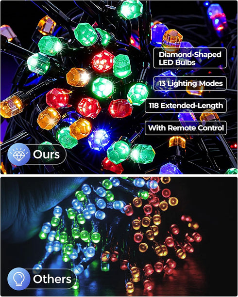 Waterproof,13 118Ft 300LED Solar Christmas Lights Outdoor Modes Solar Powered String Lights for Tree Outside Garden