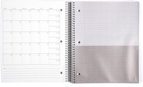Mintra Office Durable Spiral Notebooks, 5 Subject, (Sage Green, College Ruled 1pk) - 200 Sheets, 5 Poly Pockets, School, Office, Business by Mintra Office