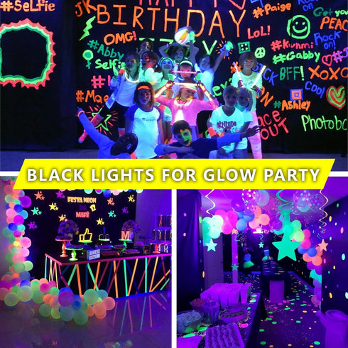 2 Pack A19 LED Black Light Bulbs,Dimmable 9W Blacklight Bulb(100W Equivalent), E26 Base 110V, UVA Level 385-400nm, Glow in The Dark for Black Lights Party, Body Paint, Neon Glow, Art Posters by Gonhom