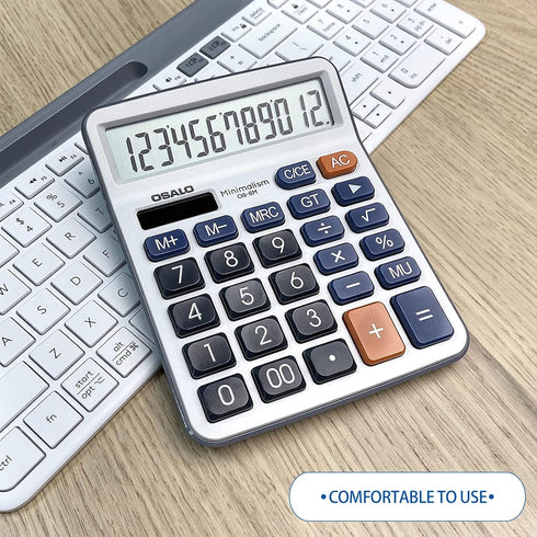 Desktop Calculator, Large LCD Display, 12 Digit Handheld Portable Pocket Basic Calculator for Office, Home, School Use