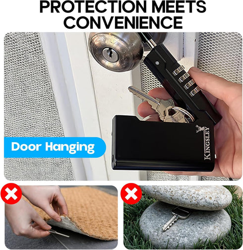 Kingsley Guard-a-Key Black Realtor's Lockbox | Portable Resettable Hanging Key Safe Combination Lock Box for House