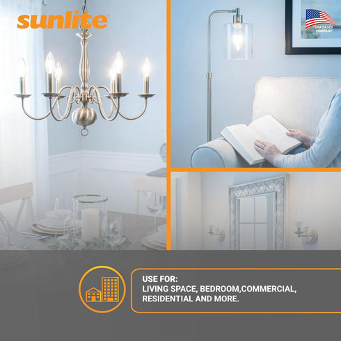 B13 Bulb, 7 (60W=), 500 120 Dimmable, E12 90 Title-20, 5000K 6 Pack Sunlite LED Decorative Chandelier Light Watts