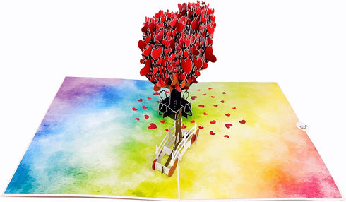 Liif 3D Pop Up Card, Lesbian Love Tree Greeting Card for Valentine's Day, Anniversary, LGBT, Wedding