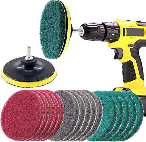 Swpeet 16Pcs 5Inch 3 Different Color Scrubbing Pads Drill Powered Brush Tile Scrubber