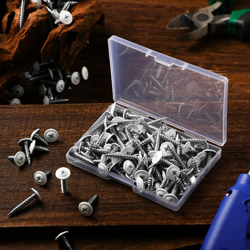Peryiter 150 #8 1/2", 3/4", 5/8", 1", 1-1/2" Pcs Shutter Screws White Head Size White Pan Cabinet Screws for Wood, Wall